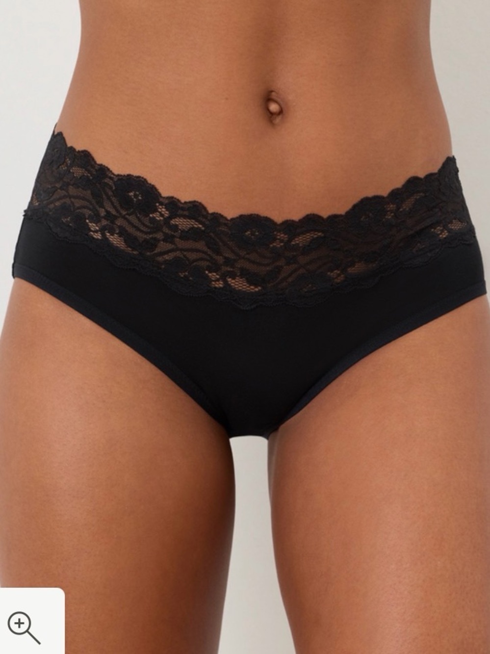 New Pact Organic Lace Waist Brief Black Underwear size small